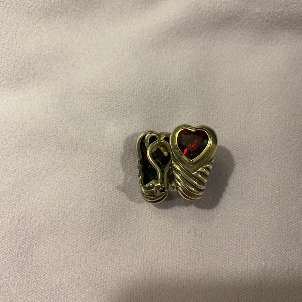 Gold Heart Ring with Red Gemstone